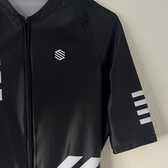 Mens Siroko Cycling Black White Stripe Short Sleeve Shirt w Back Pockets Size XL - Picture 4 of 6